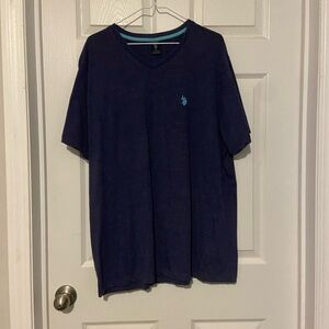 U.S. Polo Assn Men’s Striped Short Sleeve V Neck T-Shirt Polo XL Blue Shirt GUC